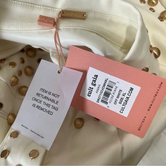 NEW NWT Cult Gaia Anika Studded Shirtdress Mini Dress Off White - Picture 10 of 12
